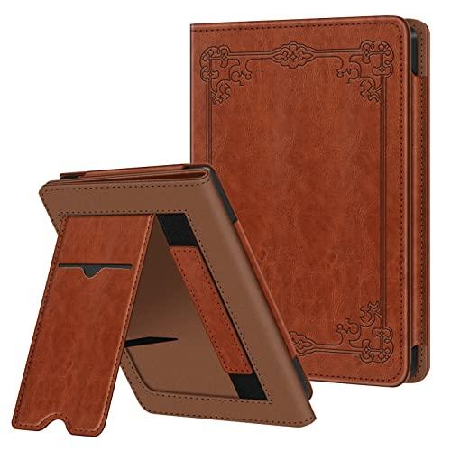 FINTIE Custodia per 6'' Kobo Clara Colour (2024) / Kobo Clara BW (2024) / 2E (2022) eReader - Stand Cover Protettiva Case con Card Slot e Hand Strap, Auto Sveglia/Sonno, Marrone