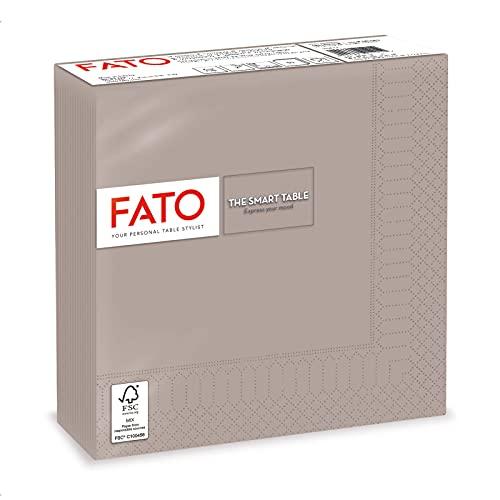 Fato, Tovaglioli di Carta Monouso, Ideali per Pranzi e Buffet Informali, Confezione da 50 tovaglioli, Formato 33x33, Piegati in 4, 2 veli, Colore Tortora, Carta 100% Pura Cellulosa, Certificata FSC