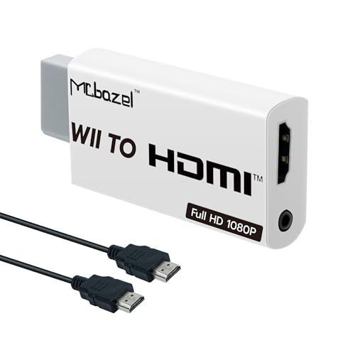 Mcbazel Adattatore Wii a HDMI con Cavo HDMI da 1,5 m 1080P,Convertitore di Segnale Video e Audio Wii a 1080P FullHD con Jack Audio Stereo da 3,5 mm per Console Wii,Monitor HDMI,HDTV e Proiettore Video