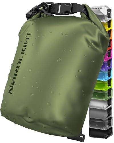 Nordlight Dry Bag Sacca Impermeabile - (2L, Verde Oliva) Zaino Impermeabile, Sacca Stagna Borsa Impermeabile con Chiusura a Rotolo - Spiaggia, Canoa, Stand Up Paddling, Immersioni