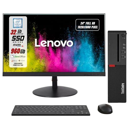 Lenovo Postazione Completa, Pc Desktop Intel i5-6th, Ram 32Gb SSD 1000Gb, Monitor 24
