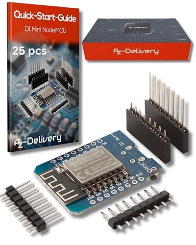 AZDelivery 25 x D1 Mini NodeMcu con Modulo WiFi ESP8266-12F Scheda di Sviluppo CH340G Lua compatibile con Arduino incluso E-Book!