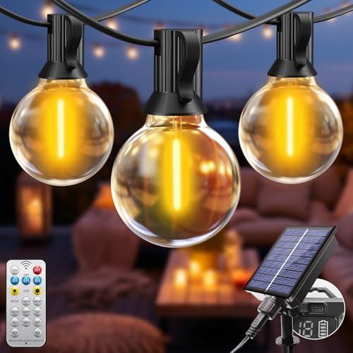 btfarm 5+3M Catena Luminosa Esterno Solare con Telecomando, Lampadine LED G40 Luci Solari da Giardino Impermeabile, 8 Modalità Lucine Esterno Energia Solare Dimmerabile per Gazebo Balcone
