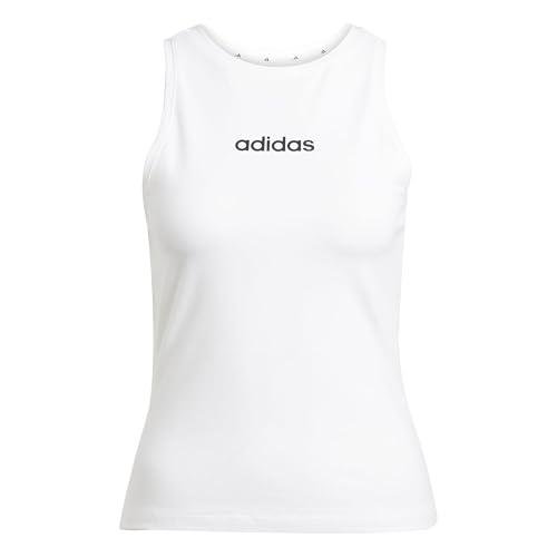 adidas Donna Essentials Linear Slim Cotton Tank Shirt, White/Black, M