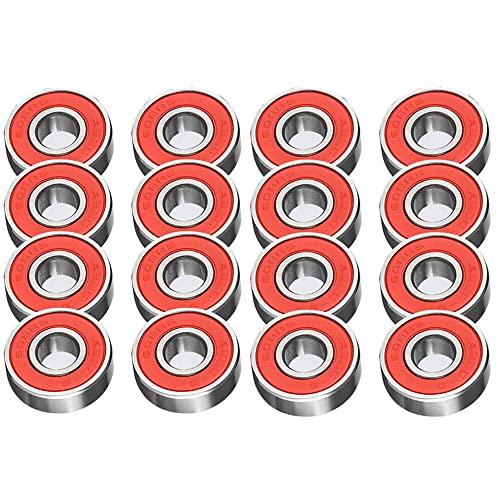 TRIXES 16PCS 608RS Cuscinetti per ruote in metallo per skate e skateboard – Classificazione ABEC 9 – Per skateboard, pattini a rotelle, scooter, longboard e Fidget Spinner