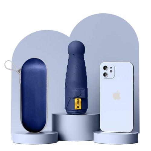 Ombrello compatto da viaggio con 6 nervature e rivestimento, ombrello 5 volte pieghevole, protezione solare e dalla pioggia, ombrello per uomo e donna, per l'università (disponibile in più colori