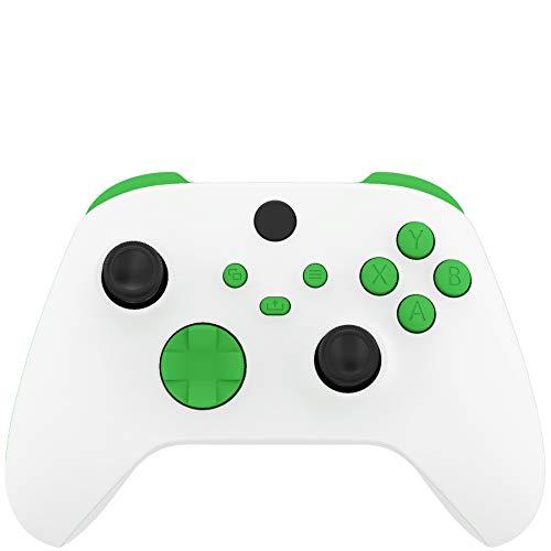 eXtremeRate Tasti Pulsanti Ricambio per Xbox Series X Controller Trigger LB RB LT RT Bumper Grilletti D-pad Pulsante ABXY per Xbox Series S Joystick(Verde)
