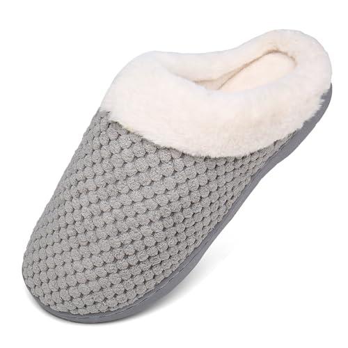 Mishansha Ciabatte da Casa Invernali Donna Uomo Morbida Memory Foam Caldissime Chiuse Pantofole,Grigio,38/39 EU
