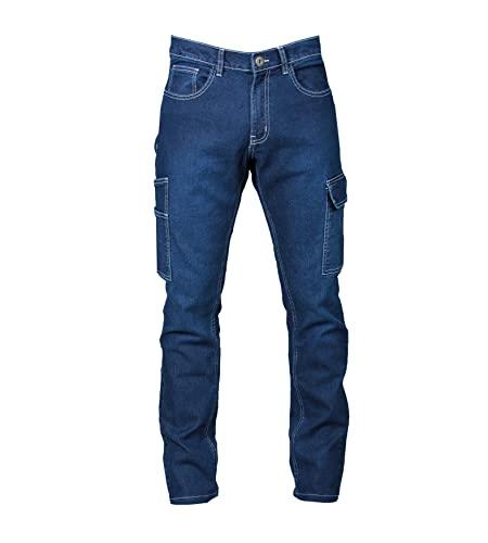 CHEMAGLIETTE! Jeans Pantaloni da Lavoro Uomo - Pantalone Multitasche Elasticizzati Cotone, Tasche Laterali, Tessuto Prelavato, Due Tasche Posteriori Modello den