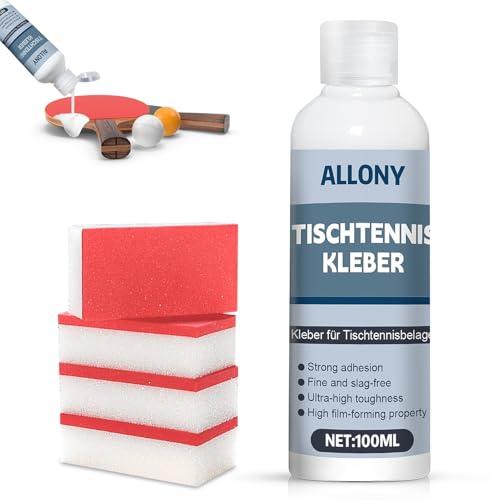 ALLONY Colla per Tennis da Tavolo, Colla per Racchetta da Ping Pong, Con Pennello Spugna, Formazione Rapida Della Pellicola e Facile da Usare -100ml