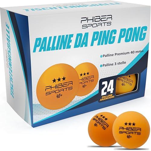 PHIBER-Sports Palle da Ping-Pong Premium 3 Stelle [24 Pezzi] Arancione - Caratteristiche di Gioco perfette - Ideale per Principianti, Famiglie e Professionisti