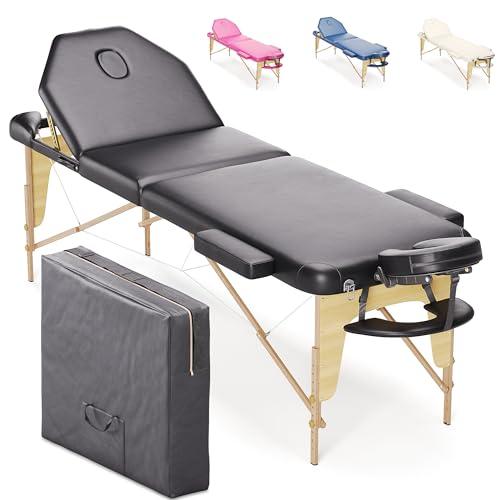 Beltom® LETTINO PER MASSAGGIO PORTATILE 3 ZONE NUOVO MODELLO - DIMENSIONE XL 195 X 70 CM - PANNELLO REIKI - ANGOLI ARROTONDATI E RINFORZATI - ESTETICA FISIOTERAPIA TATUAGGI RELAX -Nero