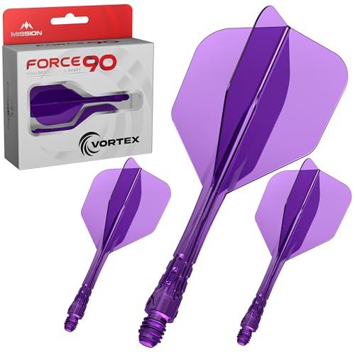 Mission Darts | Force 90 Vortex | Freccette e sistema integrato di precisione modellati | diversi stili | diversi colori (Standard No6 - M, viola trasparente)