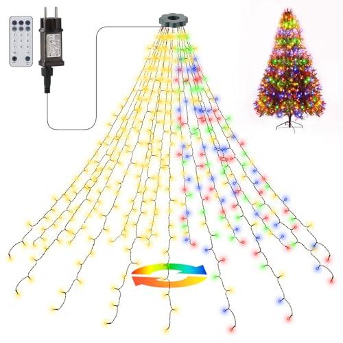 Zorela Luci Albero di Natale, 400 LED 2m x 16 Fili Luci Natale Albero, Mantello Luci Albero di Natale a Cascata per Interno Esterno
