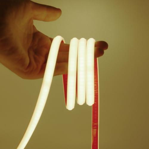 XUNATA Tira de LED COB 220V con Cinta Adhesiva, Alto Brillo 240 LED/m, IP65 Impermeable, Corte de 10cm, Luz de Cuerda Flexible con Alimentación (Blanco Natural, 3 Metri)