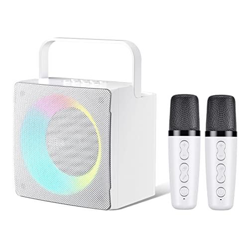 HIUYRFS Karaoke - Macchina per karaoke portatile con 2 microfoni senza fili, sistema PA per feste a casa, riunioni, matrimoni, picnic, gifidit (508 W)