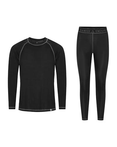 DANISH ENDURANCE Completo Maglia e Pantaloni Termici Uomo e Donna, Intimo Termico per Sci, Trekking, Black/Grey, L