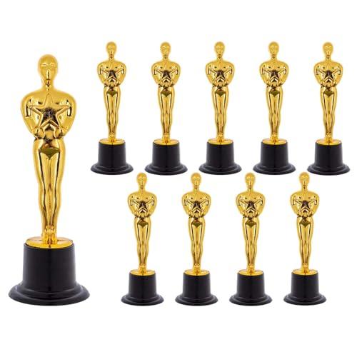 EULAPGOE 10 Pezzi Statue Trofeo D'oro, Trofei Di Plastica, Celebrazioni Di Festa, Per Cerimonia Di Premiazione, Premi Di Festa, Celebrazione Sportiva (Oro)