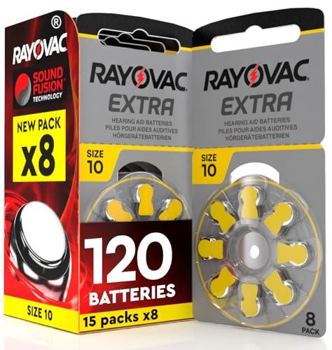 120 Batterie Per Apparecchi Acustici Auricolari Rayovac Extra Misura 10. - 15 Blister da 8 Pile