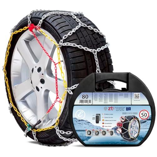 Catene Da Neve Auto Macchina In Metallo 9 mm Omologate Montaggio Rapido Per Auto Macchina Furgone SUV Camion Tensionatore Autobloccante (Misura 80)