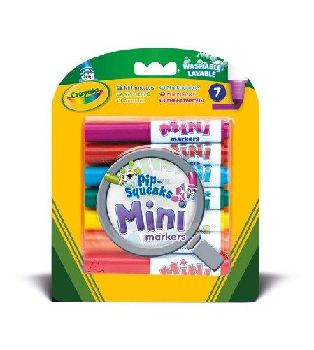 CRAYOLA - 7 Mini Pennarelli Lavabili a Punta Grossa, Formato Pocket, Colori Assortiti, per Scuola e Tempo Libero, 8337