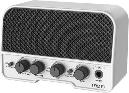 LEKATO - Mini amplificatore per chitarra, 5 W, senza fili, ricaricabile, con effetti puliti/overdriver, amplificatore portatile Bluetooth 5.0, ideale per esercitare/fare preliminari in casa