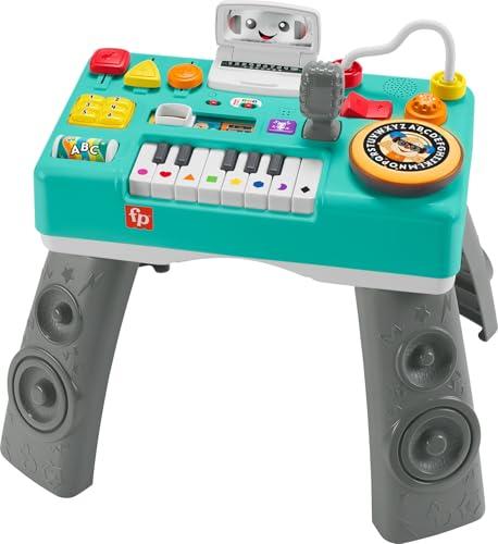Fisher-Price Consolle per DJ Gioca e Impara, tavolino con tastiera musicale, luci, suoni e canzoncine, contenuti Smart Stages