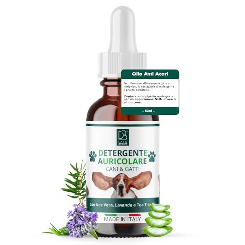 DBLabo Pulizia Orecchie Cane Pet | Soluzione Fisiologica Pulizia Orecchie Gatto con Aloe, Tea Tree Oil e Lavanda. Scoglie e Rimuove Il Cerume e Gli Acari. 50 ml ; Made in Italy.