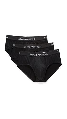 Emporio Armani Men's Basic - Pure Cotton 3-pack Brief, Mutande Uomo, Nero (Black/Black/Black), M