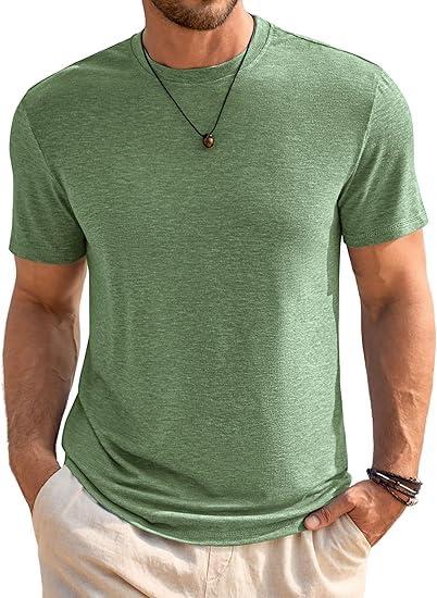 Runcati Tee T-Shirt Maglietta Uomo Collo Rotondo Manica Corta Tops Estivi, Verde Militare, L