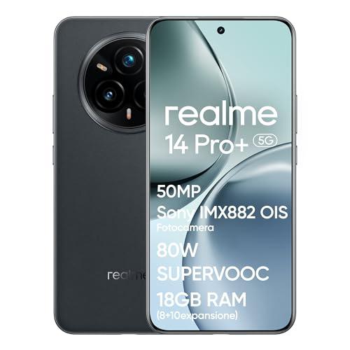 realme 14 Pro+ 5G Smartphone, 8+256GB,Snapdragon® 7s Gen 3, Fotocamera Sony IMX896 OIS 50MP, Display Quad-Curve Senza Cornici, Batteria 5260mAh, Ricarica Rapida 80W SUPERVOOC, Grey