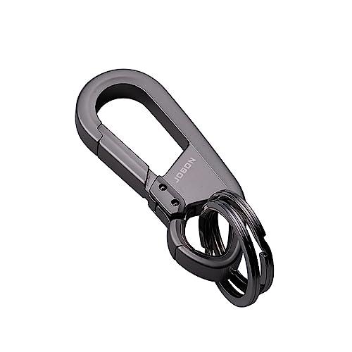 Lahviuu Moschettone Portachiavi, Keychain in Lega di Zinco per Moto e Auto con 2 Anelli Portachiavi, Porta Chiavi con Moschettoni per uomo e Donna Nero