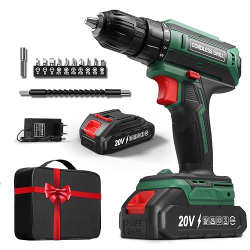Trapano Avvitatore Batteria 20V, Avvitatore a Batteria Max 42Nm, 2 Velocità Avvitatore Elettrico LED, Compatibile con Battery Makita, 25+1 Coppia, 2000mAh, Mandrino 10mm, per Riparazioni e DIY