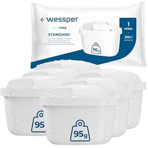 Wessper 6x Cartucce filtranti per caraffa per il Trattamento dell'Acqua | Filtro per l'acqua Ricambio per Dafi Unimax Aquaphor A5 BRITA Maxtra+ PHILIPS AWP212/10 | Riduce Cloro, Calcare e Impurità