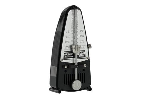 Wittner Metronomo Taktell Piccolo Serie 830 - Custodia in plastica - Senza campana - Nero - Meccanico a carica - Non sono necessarie batterie - Made in Germany