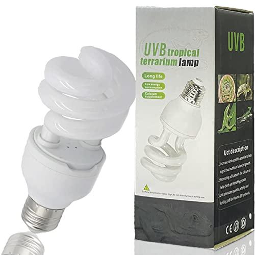 Lampadina per rettili UVB Lampada tartaruga Lampadine fluorescenti compatte a risparmio energetico per anfibi della foresta pluviale tropicale Pet Acquario Pesce Lucertola Serpente (UVB5.0 13W)