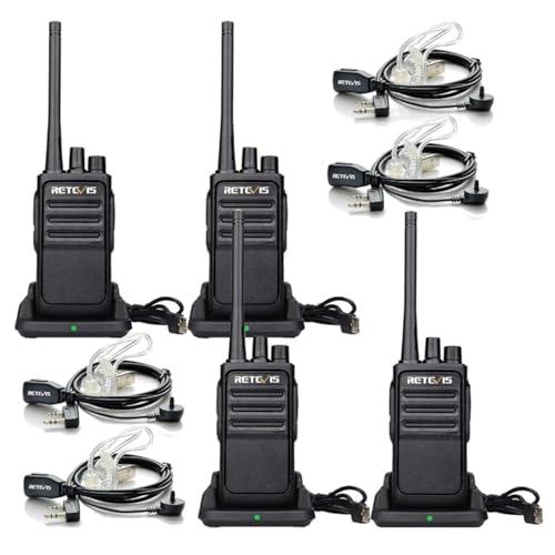 Retevis RT617 Walkie Talkie Auricolare, PMR446 Radio Comunicazione Ricaricabile Ricetrasmittenti Adulti, Non-Magnetic Speaker, 2 Way Radio for Cantiere (4 Pezzi, Nero) (con auricolare)