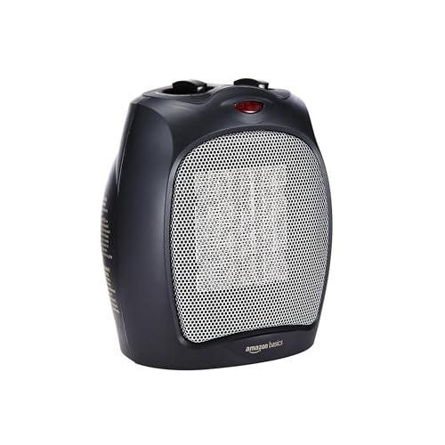 Amazon Basics Termoventilatore in ceramica da 1800 Watt con termostato regolabile - Nero