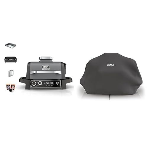 Ninja Woodfire Barbecue Elettrico, Affumicatore e Friggitrice ad Aria 7 in 1, per Grigliare & Woodfire Copertura Barbecue Elettrico da Esterno, Compatibile con Barbecue Ninja Woodfire