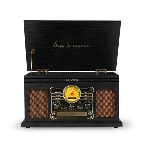 PRIXTON - Giradischi Century - Riproduttore e Convertitore di Vinili tramite Bluetooth, USB, SD, SIM, CD e Radio