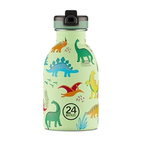 24BOTTLES Kids Bottle - Borraccia 250ml Acciaio Inox, Bottiglia con Tappo 100% Ermetico Ultraleggera, Borraccia Palestra senza BPA, Borracce Ecologiche Design Italiano [NON Termica], Jurassic Friends
