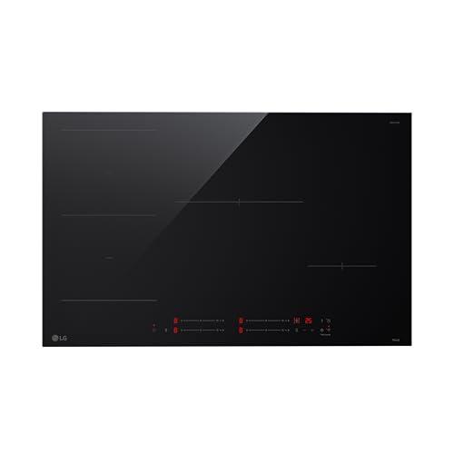 LG CI5Z3025BN Piano Cottura Induzione 75 cm, Potenza da 2.5 a 7.4kW, 4 Zone Totali, 1 Zona Flex, 15 Livelli di Potenza + Boost, Controlli Touch Slide Indipendenti, Wi-Fi, Vetro Ceramico, Nero