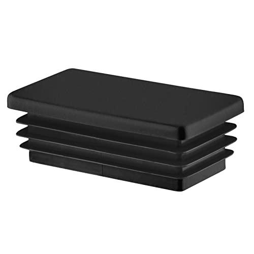 Tappi a Lamelle Rettangolari 60x30 mm in Plastica Nero - Tappo per Tubo per Mobili e Strutture in Ferro | Inserto Terminale – Set 5 Pezzi – 6x3 cm
