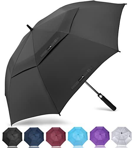 ZOMAKE Ombrello da Golf Grande 157cm, Automatico Ombrelli Pioggia Grandi Resistente Antivento Con Doppio Baldacchino, Extra Large Umbrella Per Uomo Donna(Nero)
