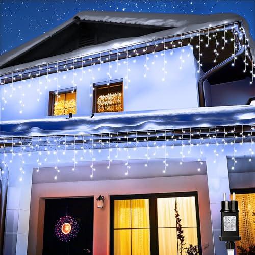 PhilzOps Tenda Luminosa Natale, 1000 LED 35M Cascata Luci di Esterno Impermeabile 8 Modalità Luci di Nataliazie Lucine Decorazione per Interno Esterna Finestra Balcone Patio Feste Casa, Bianco Freddo