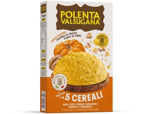 Valsugana, Polenta ai 5 Cereali Rapida, Confezione da 350g, con Mais, Riso, Grano Saraceno, Quinoa e Amaranto, Consistenza Croccante e Fragrante, Senza Glutine