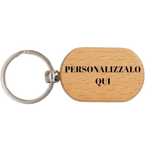 Portachiavi personalizzato in legno, idea regalo uomo donna unico, incisione laser personalizzabile, con nome o frase, chiavi di casa, anello di metallo - Portachiavi Inciso per Amici e Familiari