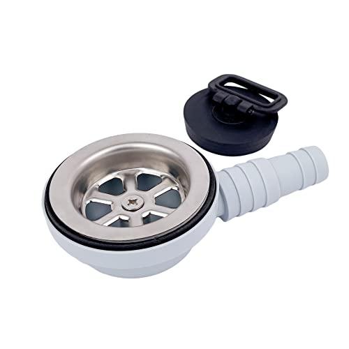 GATE14® Piletta con Scarico Laterale Ø 70 mm con Tappo e Portagomma Doppio Diametro