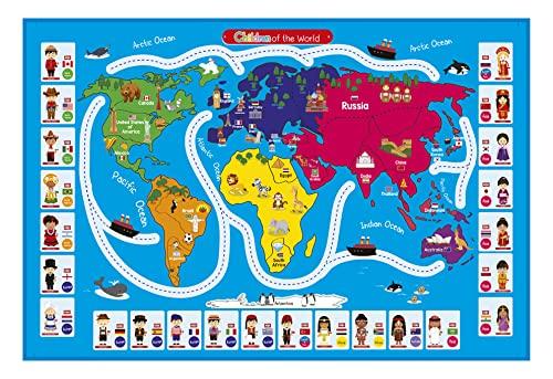 Tappetone Educativo Area Gioco 100 x 150 cm - Impara il Mondo dei Bambini con la Realtà Aumentata - Family Games - Globo Giocattoli - 40935