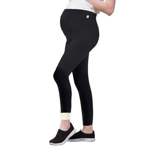 beifon Leggings Premaman Donna Invernal Termici Lunghi Pantaloni Foderati in Pile Leggings a Vita Alta Elasticizzati Caldo Premaman Leggins Morbido Felpati Premaman, Nero (XL, Foderato in Pile 300 g)